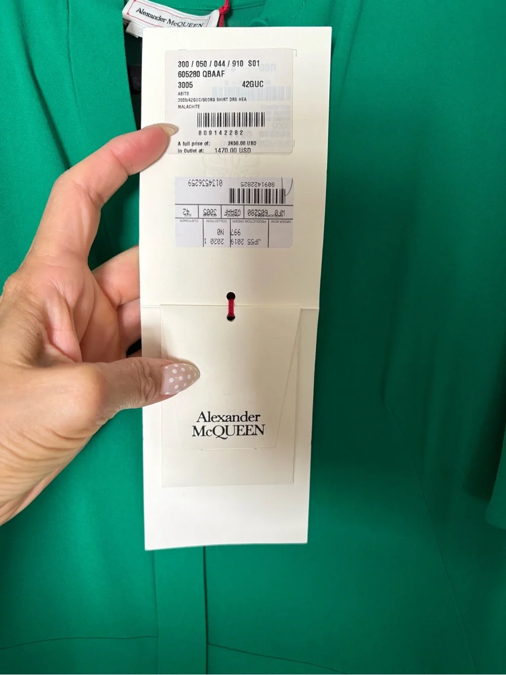 Alexander McQueen Emerald Green Midi Dress with Flutter Sleeves